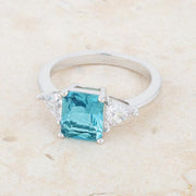 Classic Blue Topaz Rhodium Engagement Ring freeshipping - Higher Class Elegance