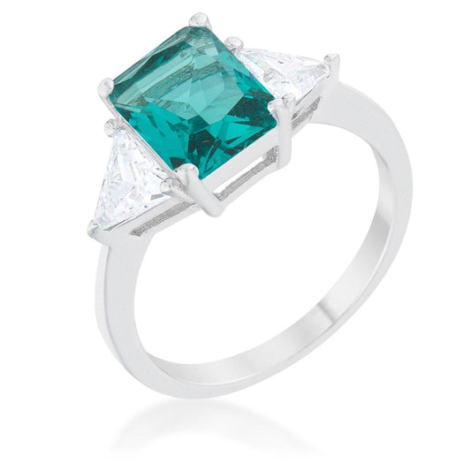Classic Aqua Rhodium Engagement Ring freeshipping - Higher Class Elegance