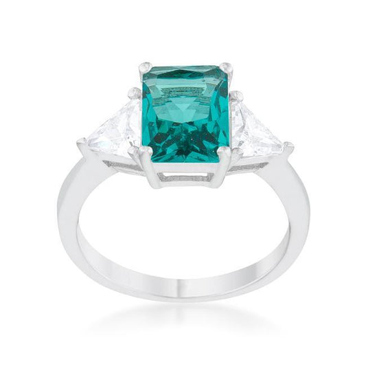 Classic Aqua Rhodium Engagement Ring freeshipping - Higher Class Elegance