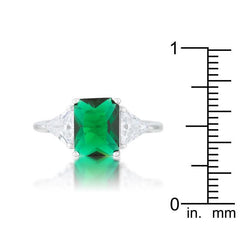 Classic Emerald Rhodium Engagement Ring freeshipping - Higher Class Elegance