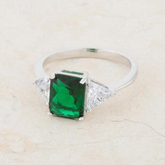 Classic Emerald Rhodium Engagement Ring freeshipping - Higher Class Elegance