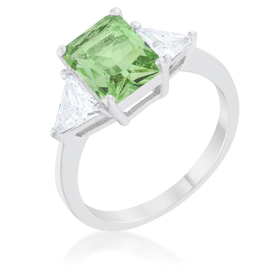Classic Apple Green Rhodium Engagement Ring freeshipping - Higher Class Elegance