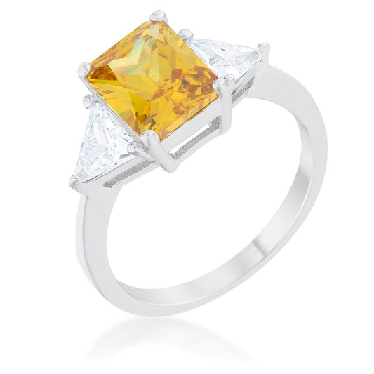 Classic Canary Yellow Rhodium Engagement Ring freeshipping - Higher Class Elegance