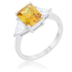 Classic Canary Yellow Rhodium Engagement Ring freeshipping - Higher Class Elegance
