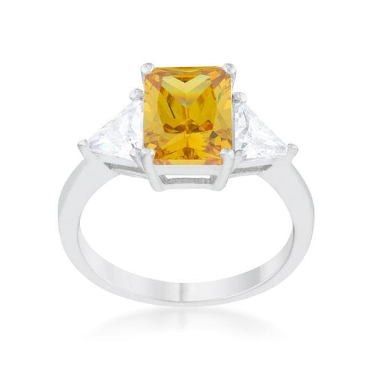 Classic Canary Yellow Rhodium Engagement Ring freeshipping - Higher Class Elegance
