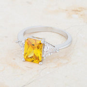 Classic Canary Yellow Rhodium Engagement Ring freeshipping - Higher Class Elegance
