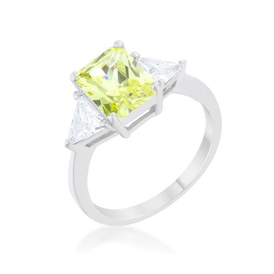 Classic Peridot Rhodium Engagement Ring freeshipping - Higher Class Elegance