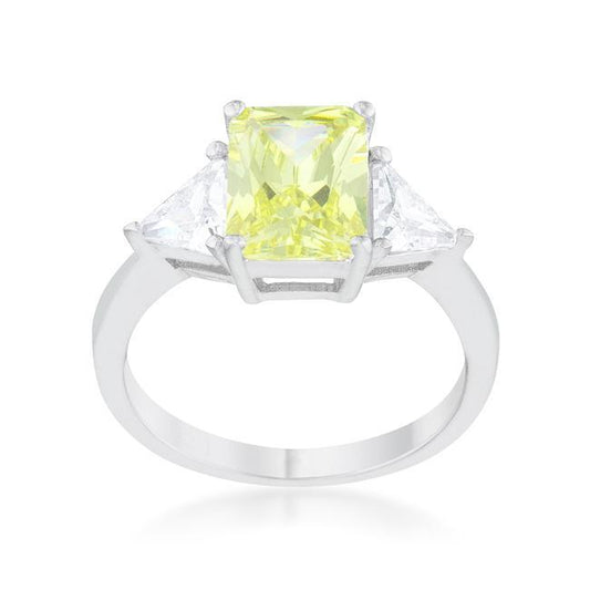 Classic Peridot Rhodium Engagement Ring freeshipping - Higher Class Elegance