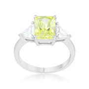 Classic Peridot Rhodium Engagement Ring freeshipping - Higher Class Elegance