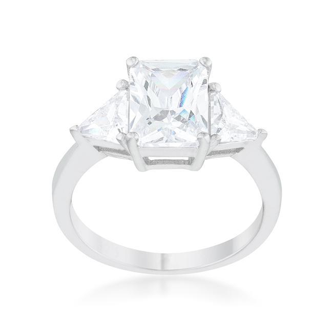 Classic Clear Sterling Silver Engagement Ring freeshipping - Higher Class Elegance