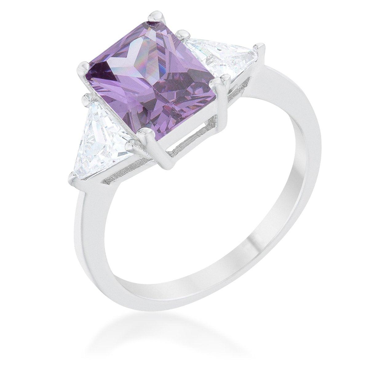 Classic Amethyst Sterling Silver Engagement Ring freeshipping - Higher Class Elegance