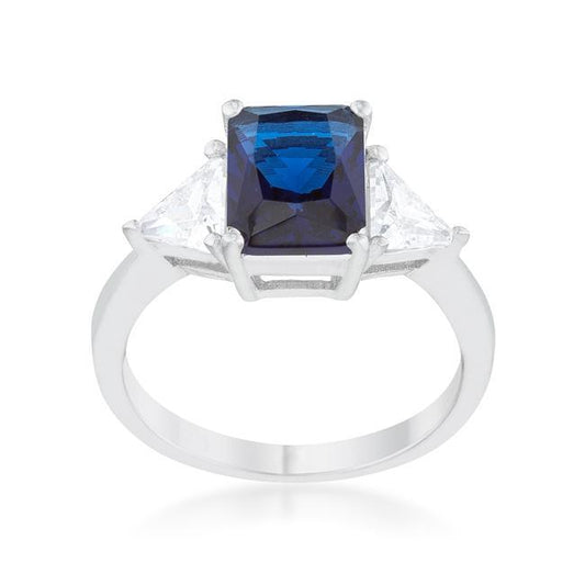 Classic Sapphire Sterling Silver Engagement Ring freeshipping - Higher Class Elegance