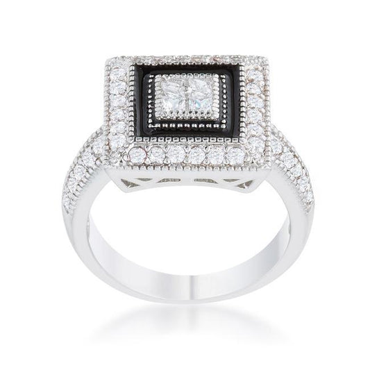 Shira 0.7ct CZ Rhodium Antique Ring freeshipping - Higher Class Elegance