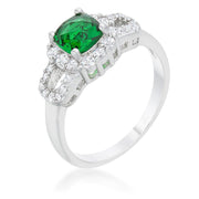 Liz 1.1ct Emerald CZ Rhodium Classic Ring freeshipping - Higher Class Elegance