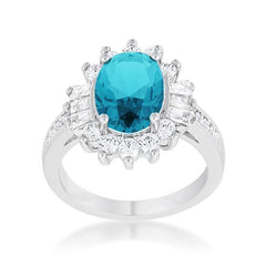 Chrisalee 3ct Aqua CZ Rhodium Classic Ring freeshipping - Higher Class Elegance