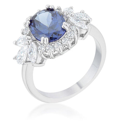 Krizia 4.2ct Tanzanite CZ Rhodium Classic Ring freeshipping - Higher Class Elegance