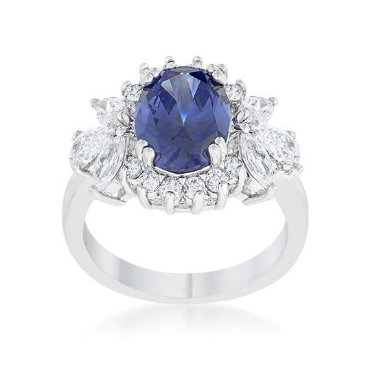 Krizia 4.2ct Tanzanite CZ Rhodium Classic Ring freeshipping - Higher Class Elegance