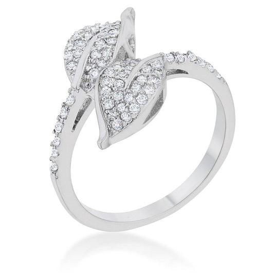 Liana 0.1ct CZ Rhodium Leaf Wrap Ring freeshipping - Higher Class Elegance