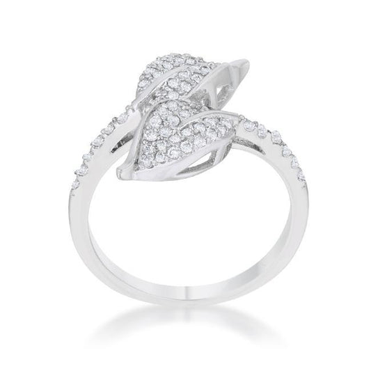 Liana 0.1ct CZ Rhodium Leaf Wrap Ring freeshipping - Higher Class Elegance