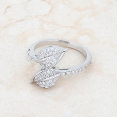 Liana 0.1ct CZ Rhodium Leaf Wrap Ring freeshipping - Higher Class Elegance