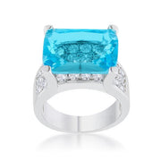 Mina 15.4ct Aqua CZ Rhodium Cocktail Ring freeshipping - Higher Class Elegance