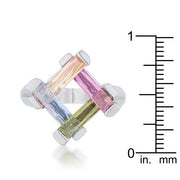 Myra Ring 10ct Multicolor CZ Rhodium Cocktail Ring freeshipping - Higher Class Elegance