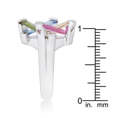 Myra Ring 10ct Multicolor CZ Rhodium Cocktail Ring freeshipping - Higher Class Elegance