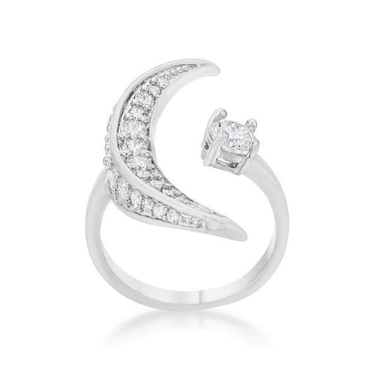 Luna .75ct CZ White Gold Rhodium Delicate Ring freeshipping - Higher Class Elegance