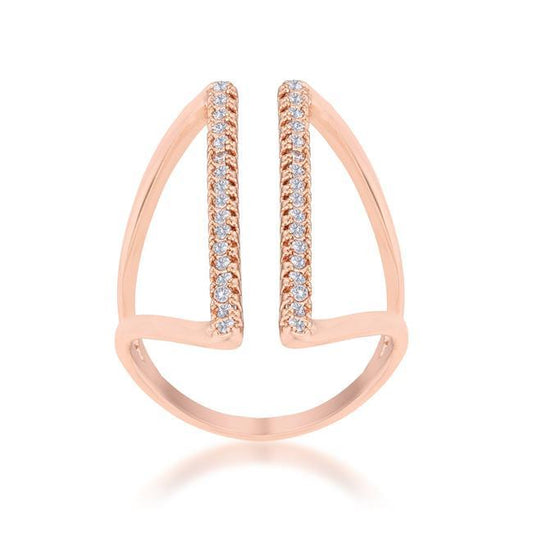 Jena 0.2ct CZ Rose Gold Delicate Parallel Ring freeshipping - Higher Class Elegance