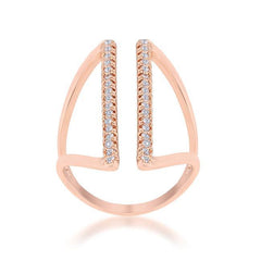 Jena 0.2ct CZ Rose Gold Delicate Parallel Ring freeshipping - Higher Class Elegance