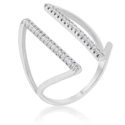 Jena 0.2ct CZ Rhodium Delicate Parallel Ring freeshipping - Higher Class Elegance