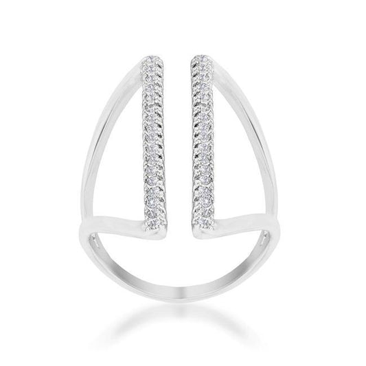 Jena 0.2ct CZ Rhodium Delicate Parallel Ring freeshipping - Higher Class Elegance