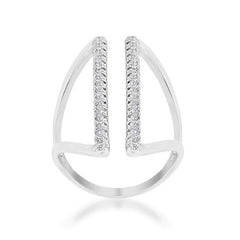 Jena 0.2ct CZ Rhodium Delicate Parallel Ring freeshipping - Higher Class Elegance