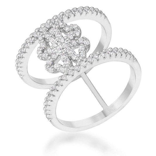Lauren 0.4ct CZ Rhodium Delicate Clover Wrap Ring freeshipping - Higher Class Elegance