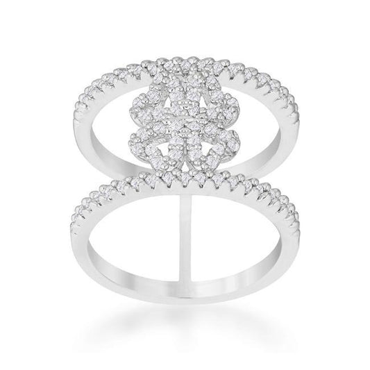 Lauren 0.4ct CZ Rhodium Delicate Clover Wrap Ring freeshipping - Higher Class Elegance