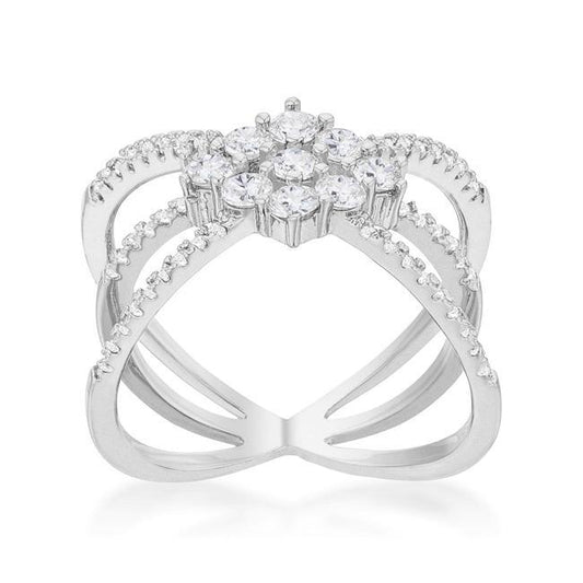 Rhodium Plated Mindy 0.8ct CZ Delicate Triple Wrap Ring freeshipping - Higher Class Elegance