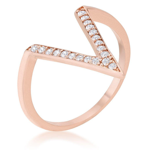 Michelle 0.2ct CZ Rose Gold Delicate V-Shape Ring freeshipping - Higher Class Elegance