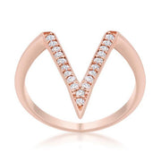 Michelle 0.2ct CZ Rose Gold Delicate V-Shape Ring freeshipping - Higher Class Elegance