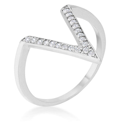 Michelle 0.2ct CZ Rhodium Delicate V-Shape Ring freeshipping - Higher Class Elegance