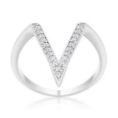 Michelle 0.2ct CZ Rhodium Delicate V-Shape Ring freeshipping - Higher Class Elegance