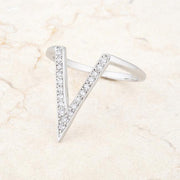 Michelle 0.2ct CZ Rhodium Delicate V-Shape Ring freeshipping - Higher Class Elegance