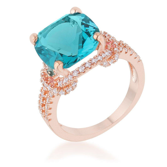 Charlene 6.2ct Aqua CZ Rose Gold Classic Statement Ring freeshipping - Higher Class Elegance