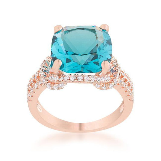 Charlene 6.2ct Aqua CZ Rose Gold Classic Statement Ring freeshipping - Higher Class Elegance