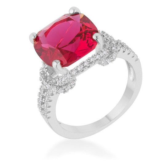 Charlene 6.2ct Ruby CZ Rhodium Classic Statement Ring freeshipping - Higher Class Elegance