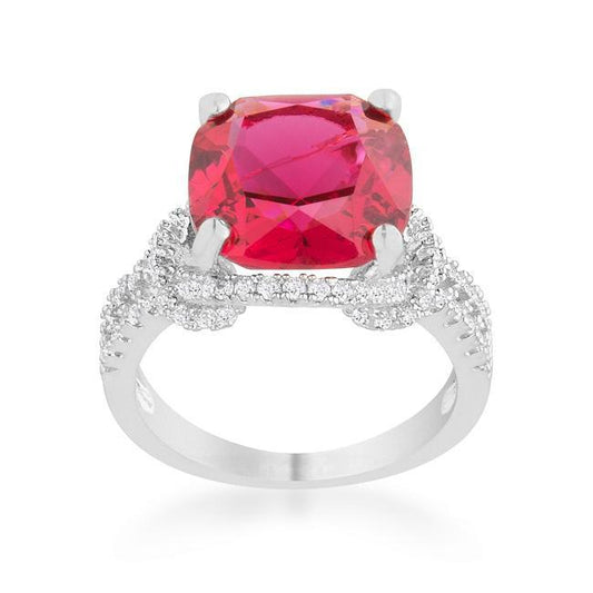 Charlene 6.2ct Ruby CZ Rhodium Classic Statement Ring freeshipping - Higher Class Elegance