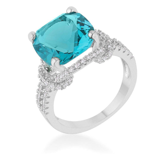 Charlene 6.2ct Aqua CZ Rhodium Classic Statement Ring freeshipping - Higher Class Elegance