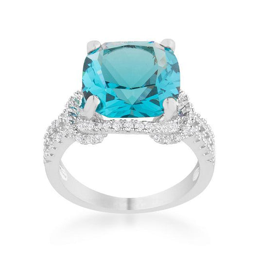 Charlene 6.2ct Aqua CZ Rhodium Classic Statement Ring freeshipping - Higher Class Elegance
