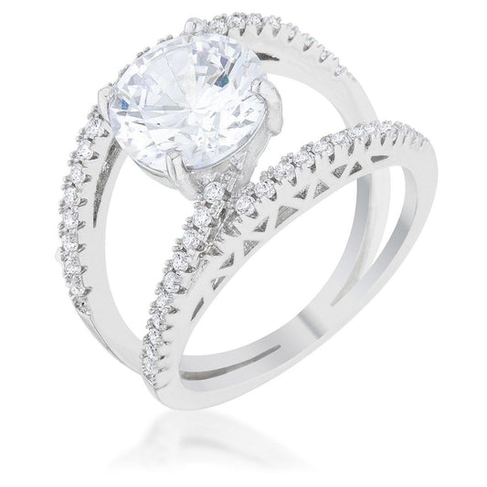 Girana 3ct Clear CZ Rhodium Contemporary Ring freeshipping - Higher Class Elegance