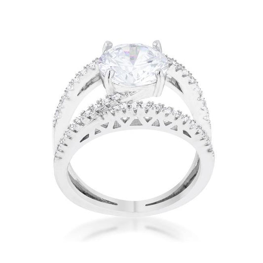 Girana 3ct Clear CZ Rhodium Contemporary Ring freeshipping - Higher Class Elegance