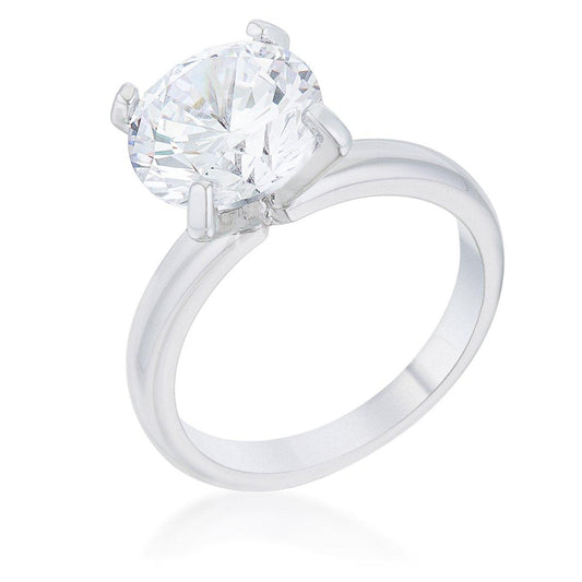 Hanna 4.4ct CZ Rhodium Classic Solitaire Ring freeshipping - Higher Class Elegance